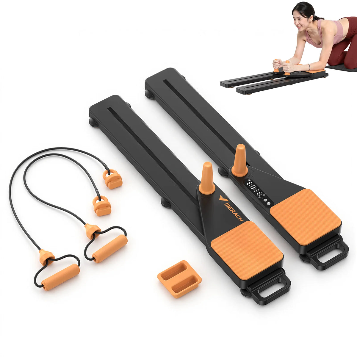 MERACH Pilates Board Multifunctional Abdominal Plate Detachable Ab Trainer with Anti-Slip Design Portable Pilates Reformer