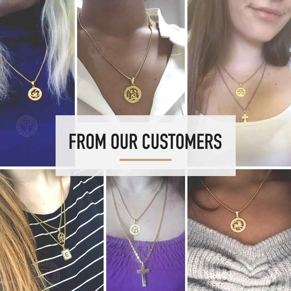 Men's Women's 12 Horoscope Zodiac Sign Gold Color Pendant Necklace Aries Leo Wholesale 12 Constellations Jewelry GPM24