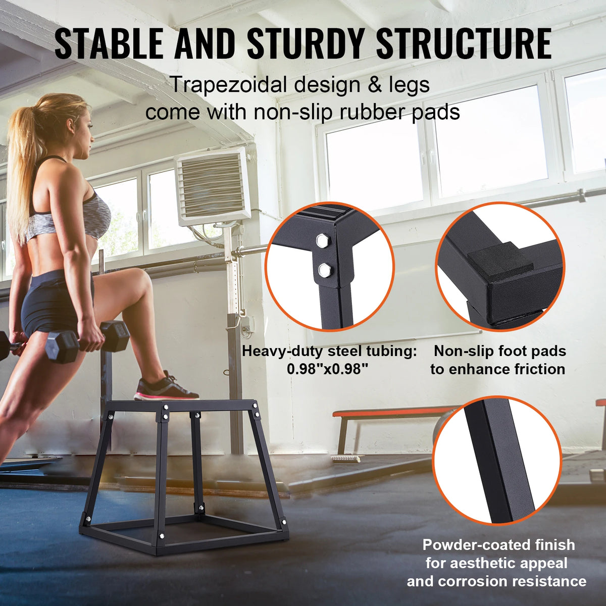 SucceBuy 12/18/24Inch Plyometric Jump Boxes Plyo Box Platform and Jumping Agility Box Anti-Slip Fitness Exercise Step Up Box Set