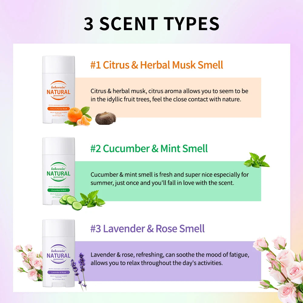 Natural Deodorant Keep Armpits Fresh Long Lasting Odor Protection Antiperspirant Natural Plant Formula Creamy Texture Deodorant