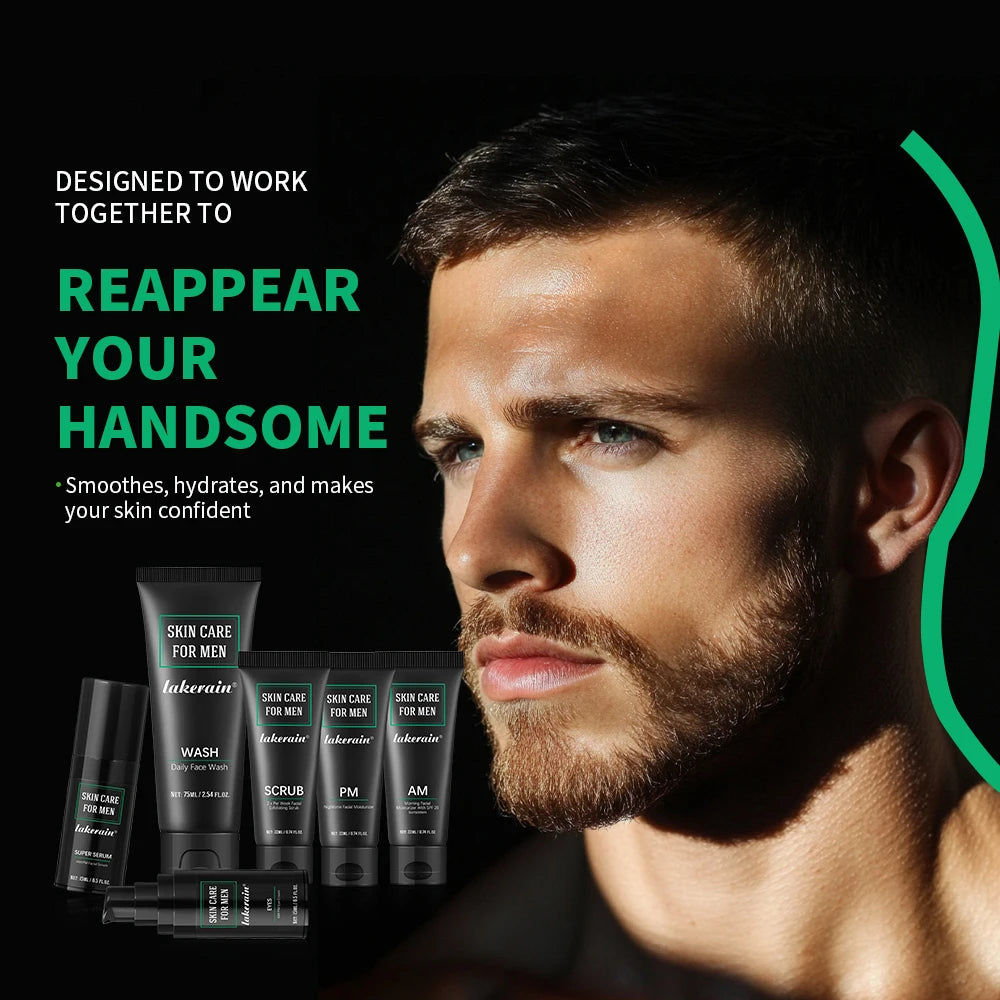 Men Skincare Kit Deep Cleansing Face Wash Oil Control Refreshing Hydrating Moisturizer Minimize Pores Firming Daily Facial Treatment Complete Men Grooming Gift Set For Him