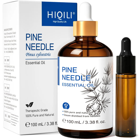 HIQILI 100ML Pine Needles Essential Oils, Pure Essential Oil for Aromatherapy, Diffuser, Humidifier, Massage, Relieving Stress