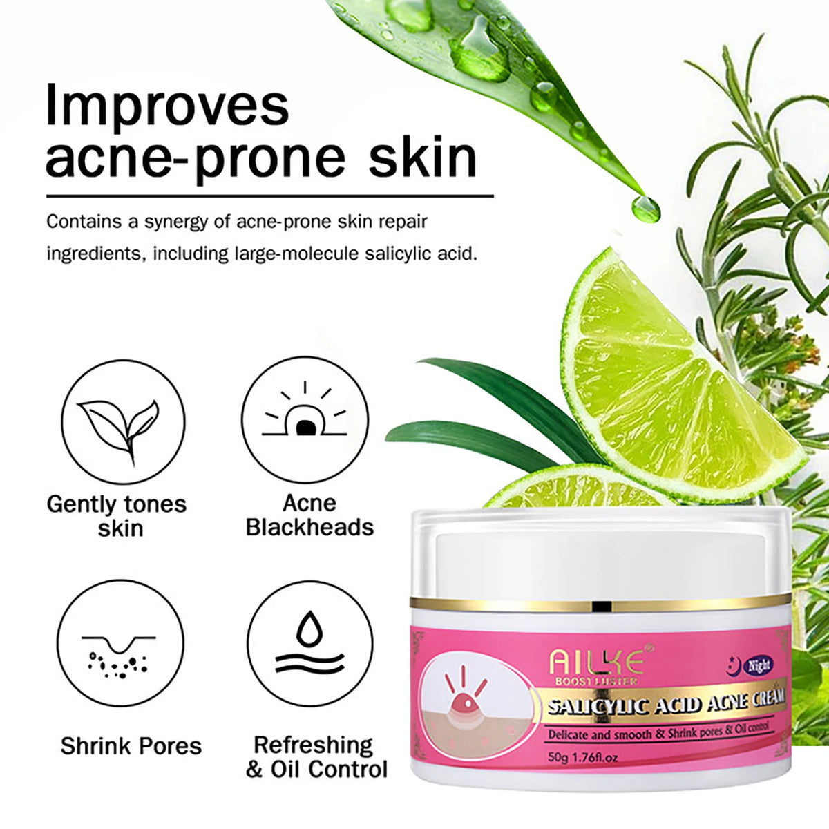AILKE Natural Skin Brightening Set, Clean Darkness, Acne, Stains, Moisturize, Lightening, Smooth, Improve Rough and Dry Skin