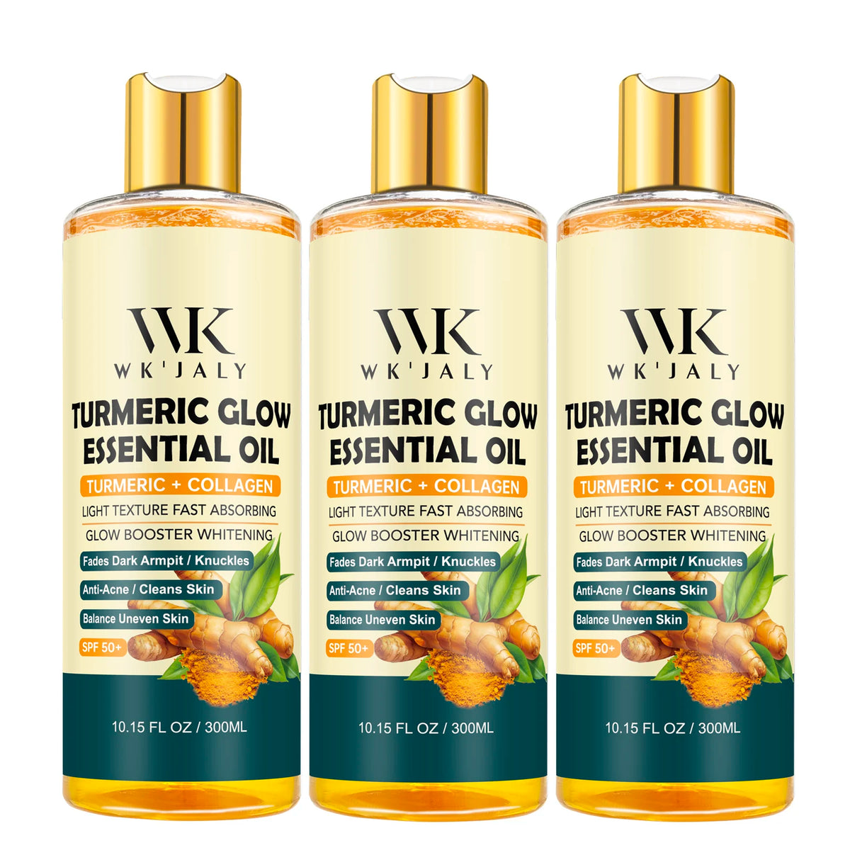WK JALY Turmeric Brightening Body Oil, Anti Acne, Fade Dark Spots,  Even Skin Tone, Moisturizing, Nourish Rough Skin, 500ml