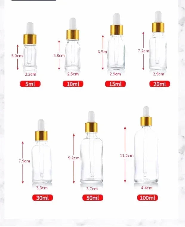 28PCS 30ml/50ml Glass Dropper Bottle Aromatherapy Liquid Drop for Massage Essential Oil Pipette Bottles Refillable