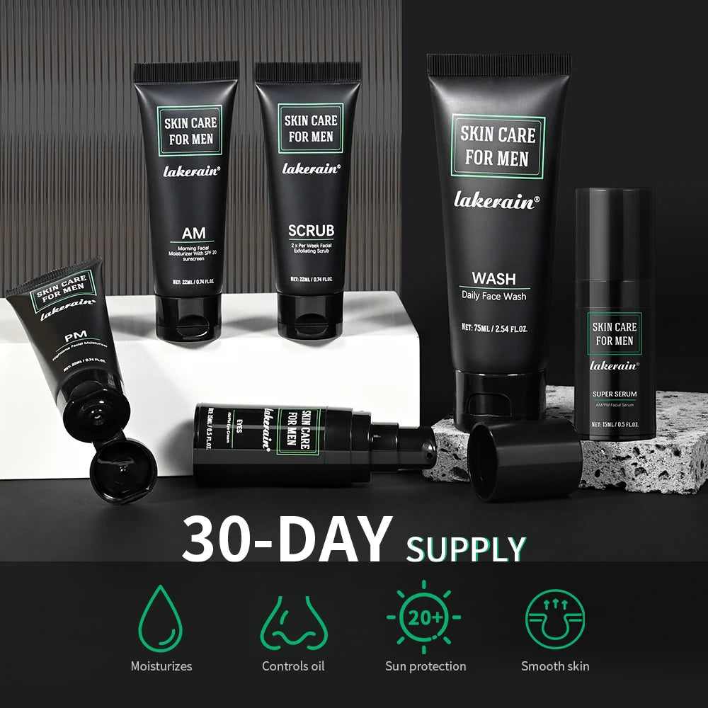 Men Skincare Kit Deep Cleansing Face Wash Oil Control Refreshing Hydrating Moisturizer Minimize Pores Firming Daily Facial Treatment Complete Men Grooming Gift Set For Him