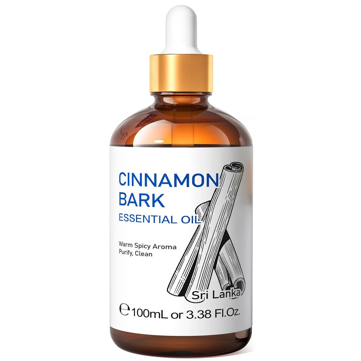 HIQILI 100ML Cinnamon Bark Essential Oils,100% Pure Nature for Aromatherapy, Diffuser, Humidifier, Massage, Relieving Stress