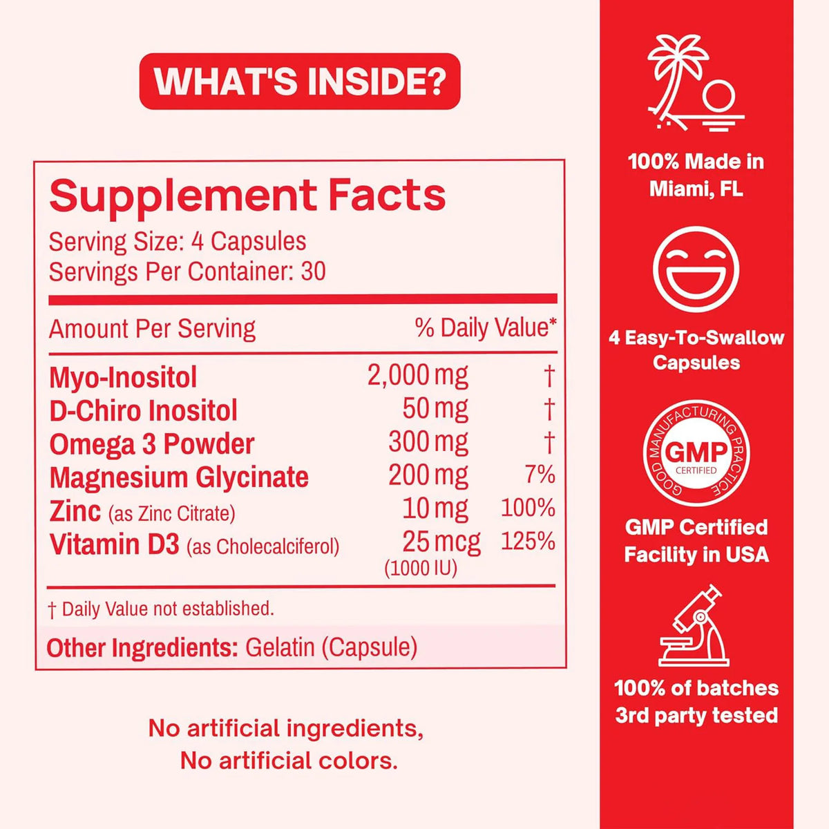 Happy Hormones PCOS Multivitamin Capsules /Myo-Inositol and D-Chiro Inositol Supplement /Omega-3 and Vitamin D3,120Caps
