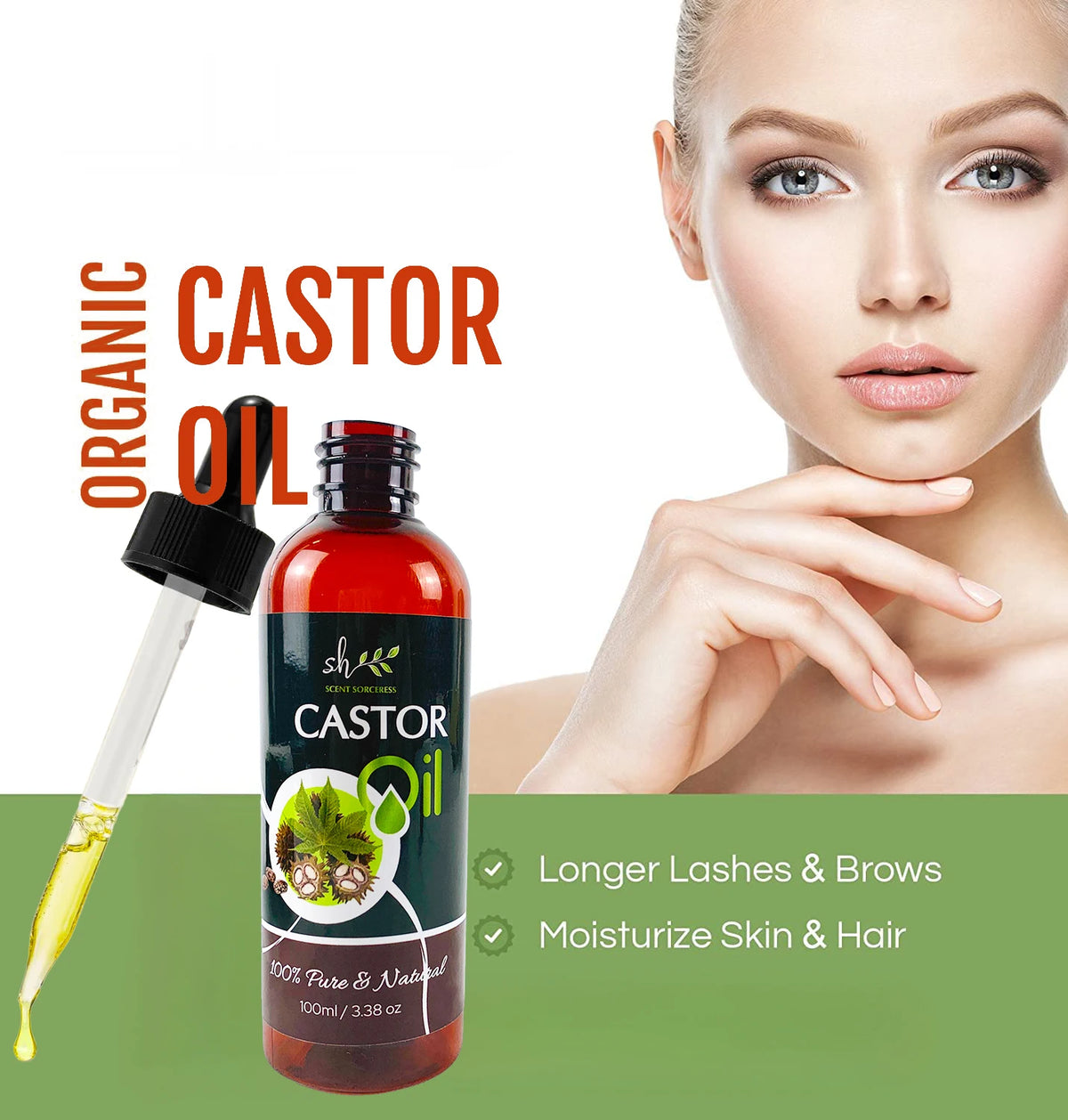 2026 Valentine's Day Gift 100ml Castor Massage Oil Pure Relaxation Essential Oils Intense Repair Hair Nourishing Brighten Skin
