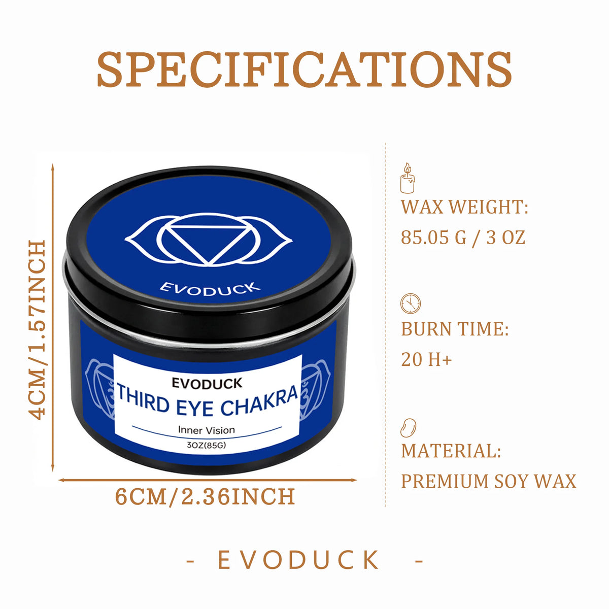 EVODUCK 7 Chakra Candle Gift Set, 7 x 85g Crystal Soy Wax Candles with Metal Charms, Root Sacral Solar Plexus Heart Throat Third Eye Crown Aromatherapy for Meditation, Relaxation, Spiritual Home Decor, Birthday Christmas Gift