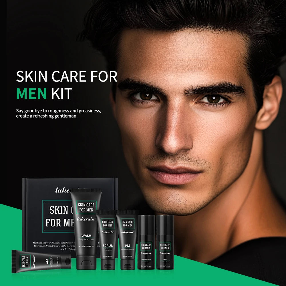 Men Skincare Kit Deep Cleansing Face Wash Oil Control Refreshing Hydrating Moisturizer Minimize Pores Firming Daily Facial Treatment Complete Men Grooming Gift Set For Him