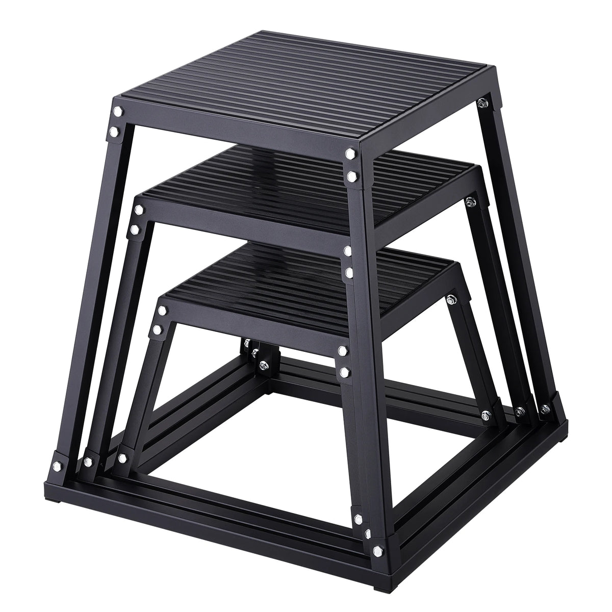 SucceBuy 12/18/24Inch Plyometric Jump Boxes Plyo Box Platform and Jumping Agility Box Anti-Slip Fitness Exercise Step Up Box Set