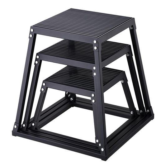 SucceBuy 12/18/24Inch Plyometric Jump Boxes Plyo Box Platform and Jumping Agility Box Anti-Slip Fitness Exercise Step Up Box Set