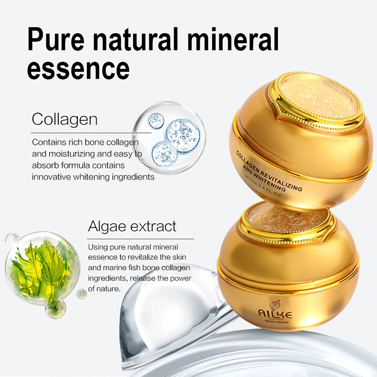 AILKE Whitening Dark Spots Remove Facial Skin Care Cream With Collagen, Reduce Freckles, Wrinkles, Women Premium Face Product
