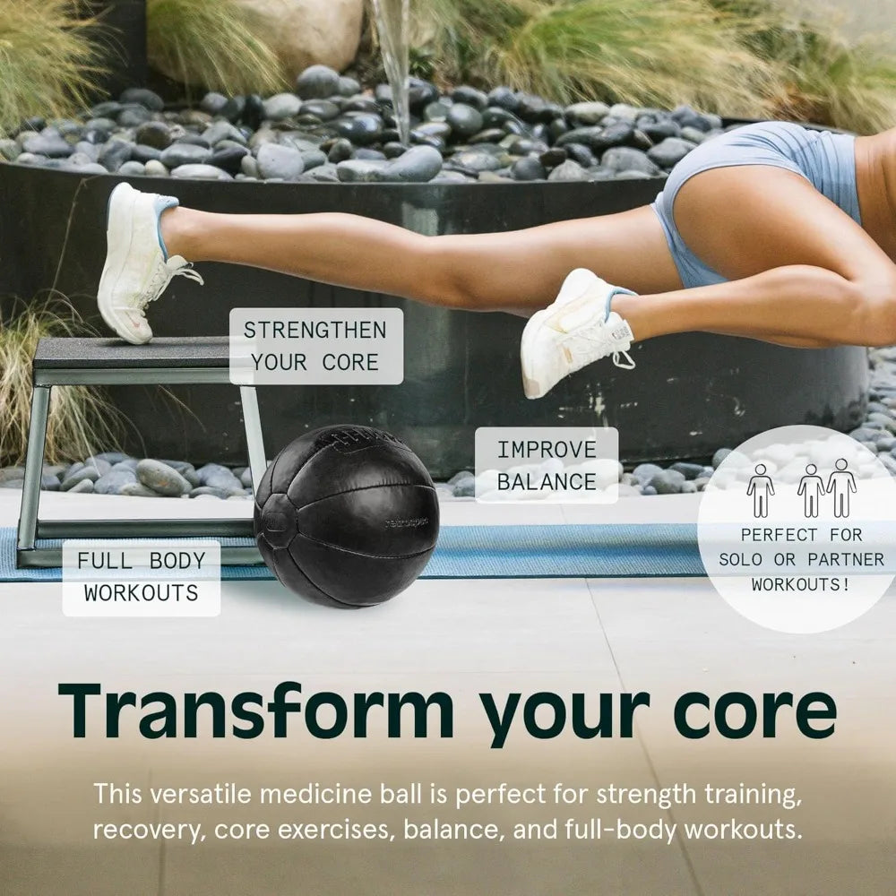 Core Weighted Medicine Ball  Soft Touch Vegan Leather with Sturdy Grip for Strength Training
