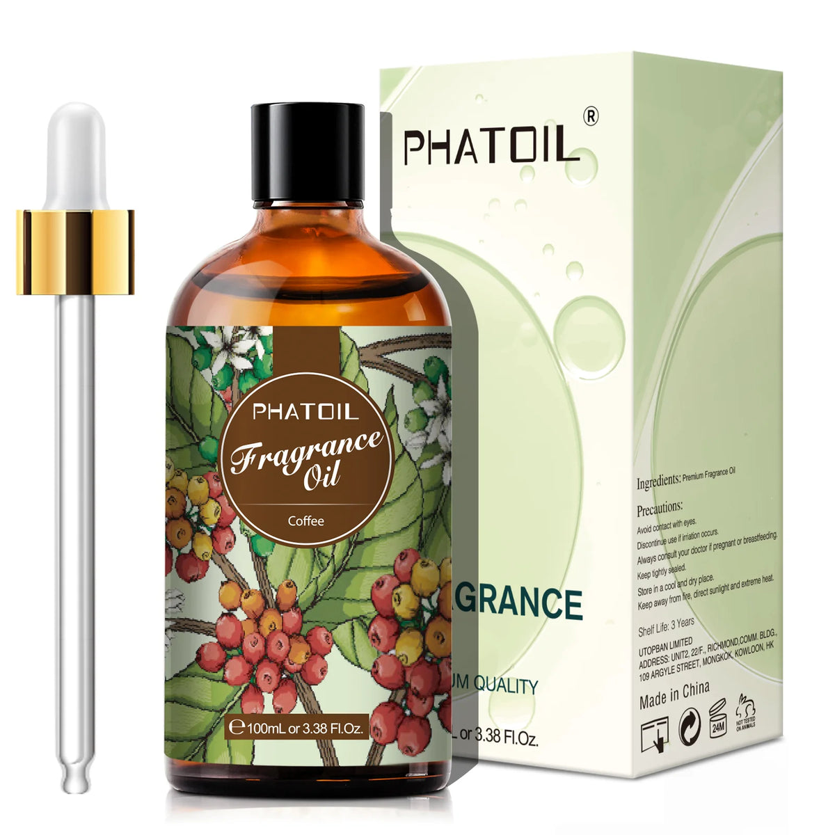 PHATOIL 100ml Fragrance Oil for Candle & Soap Making Aromatherapy Making Baby Powder Coffee White Musk Palmarosa Bubble Gum