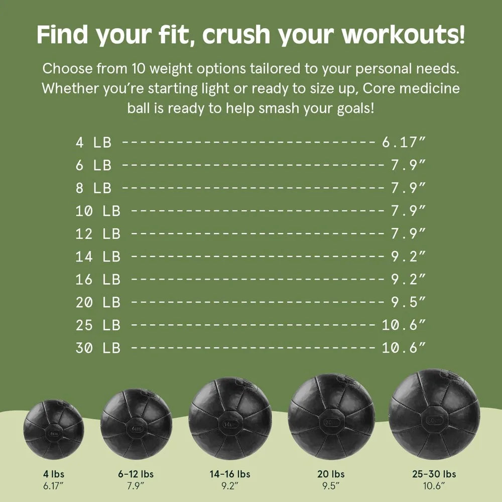 Core Weighted Medicine Ball  Soft Touch Vegan Leather with Sturdy Grip for Strength Training