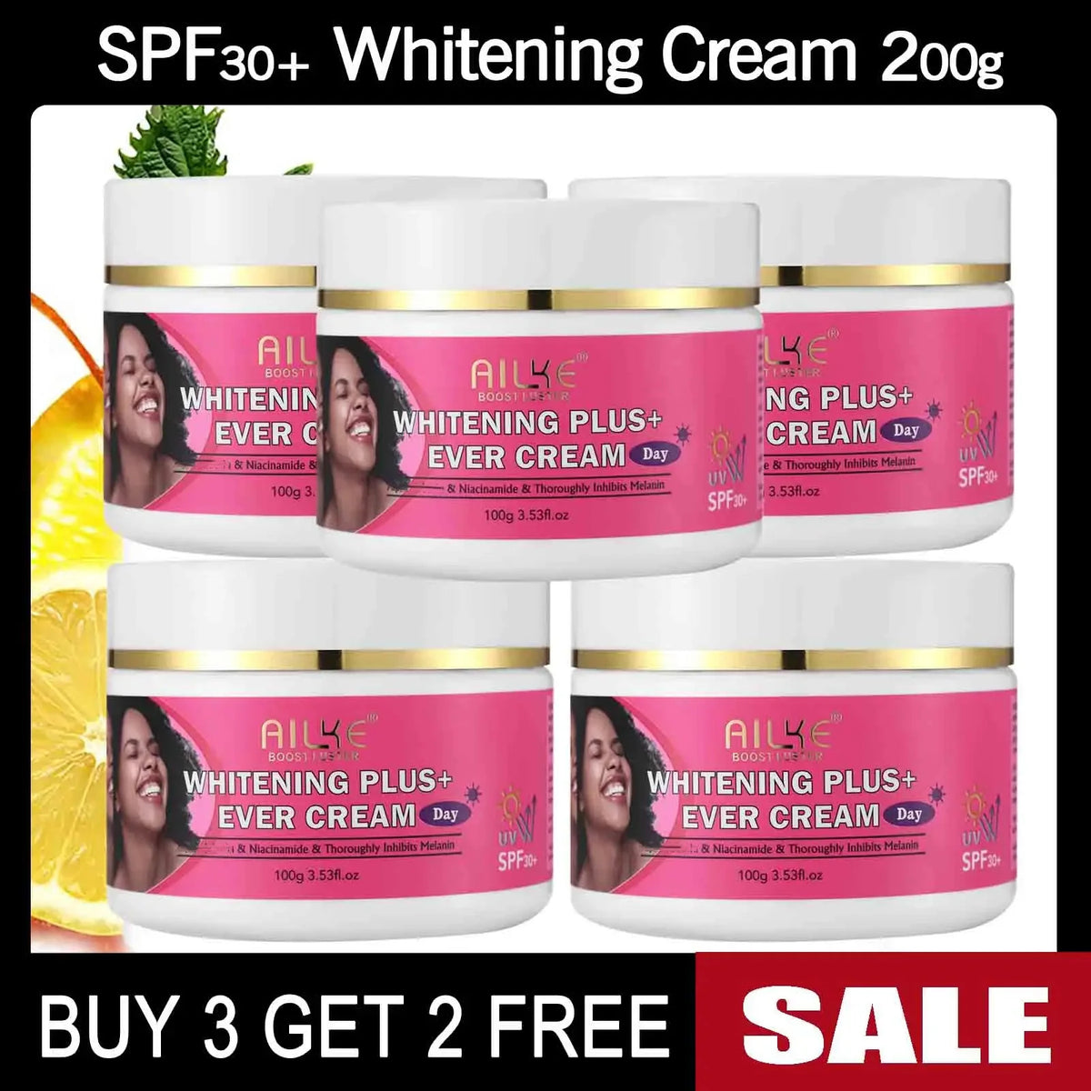 AILKE Natural Skin Brightening Set, Clean Darkness, Acne, Stains, Moisturize, Lightening, Smooth, Improve Rough and Dry Skin