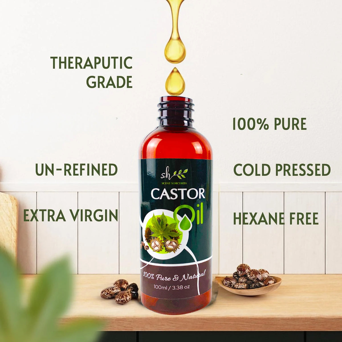 2026 Valentine's Day Gift 100ml Castor Massage Oil Pure Relaxation Essential Oils Intense Repair Hair Nourishing Brighten Skin