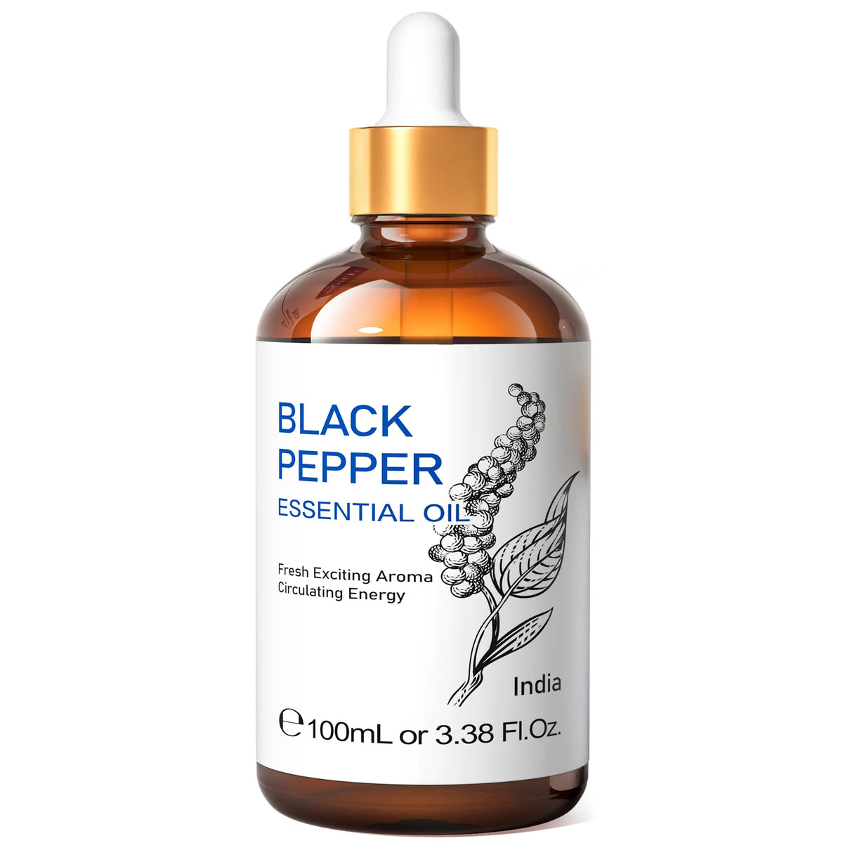 100ML Black Pepper Essential Oils, HIQILI 100% Pure Spice OIil Used for Diffuser, Humidifer, Relieving Stress, Making candles