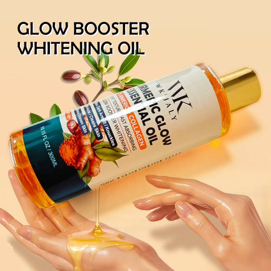 WK JALY Turmeric Brightening Body Oil, Anti Acne, Fade Dark Spots,  Even Skin Tone, Moisturizing, Nourish Rough Skin, 500ml