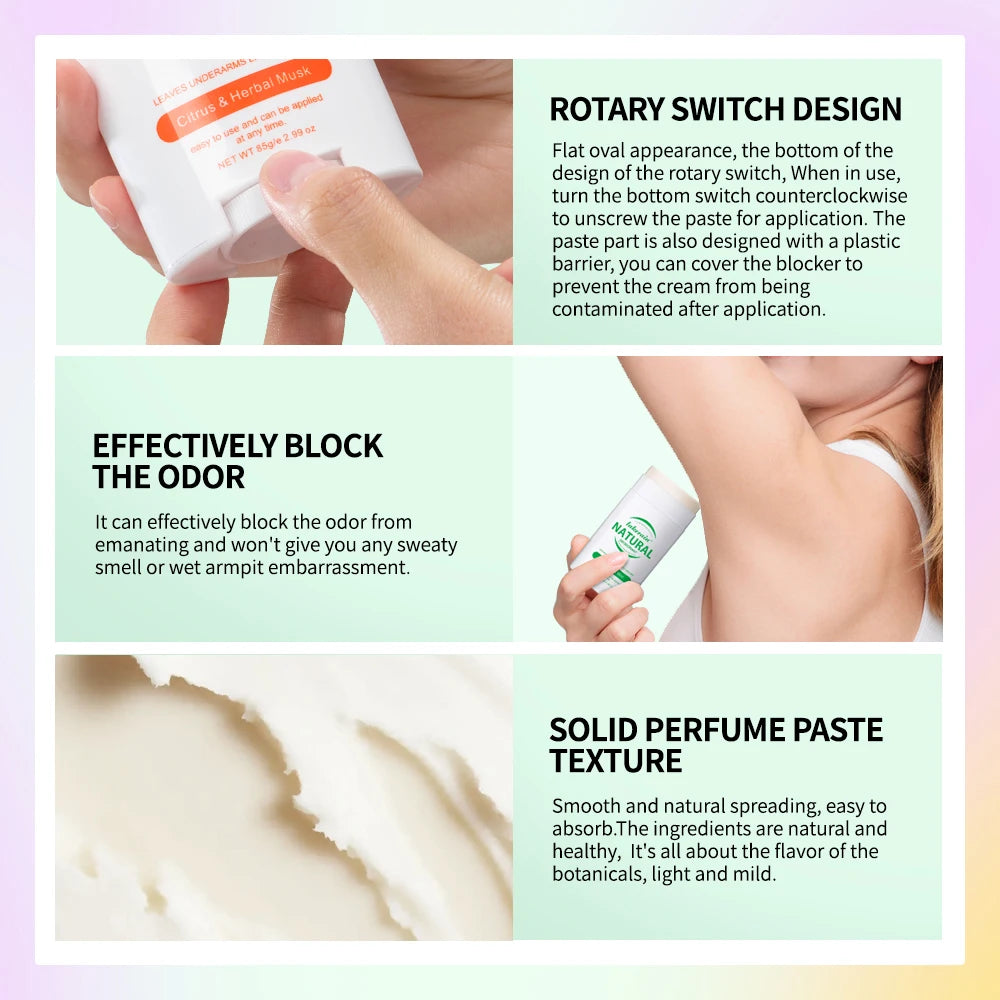 Natural Deodorant Keep Armpits Fresh Long Lasting Odor Protection Antiperspirant Natural Plant Formula Creamy Texture Deodorant
