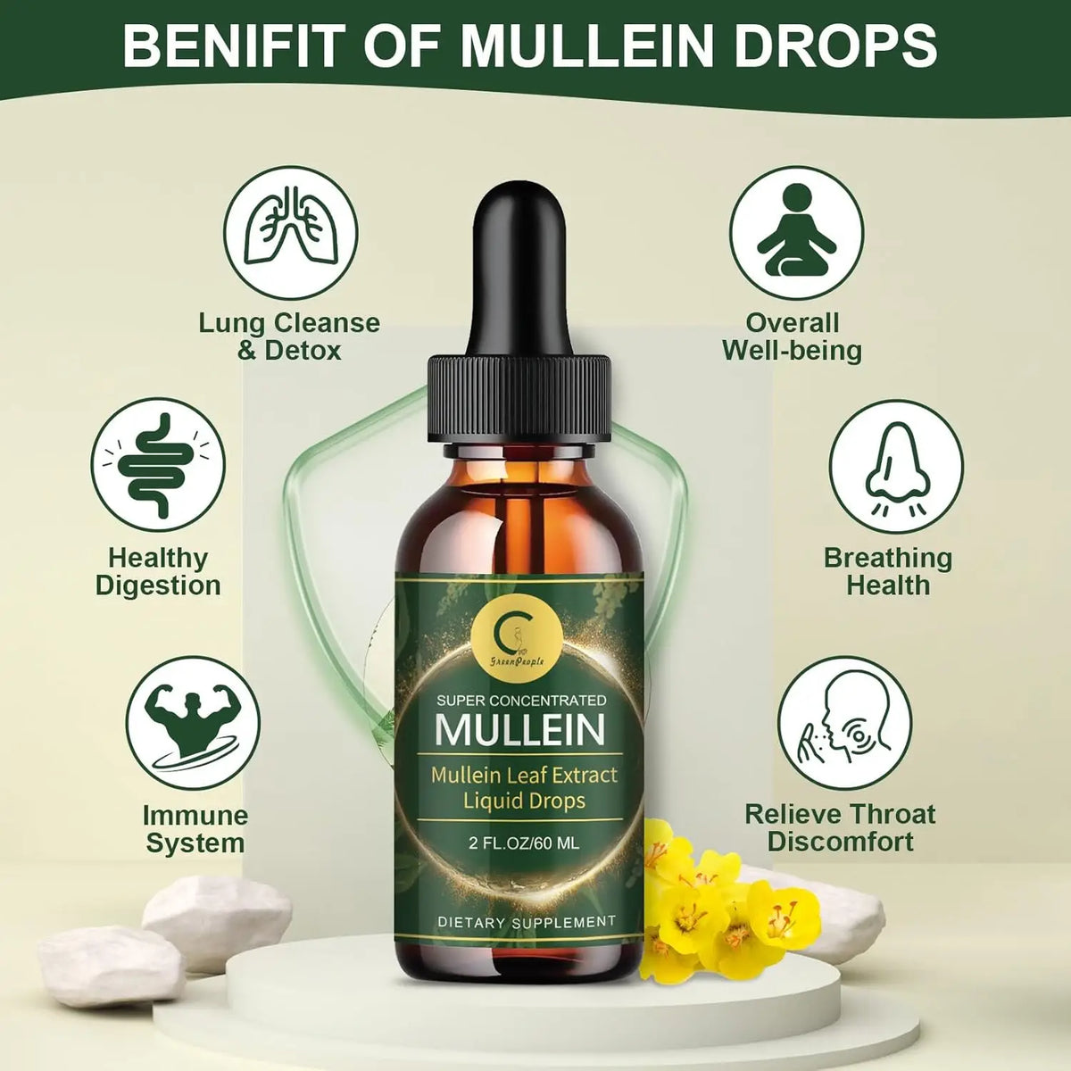 Mullein Leaf Extract Drops - Lung Cleanse - Powerful Mullein for Immune Support,Detox & Respiratory Support - Herbal Supplements