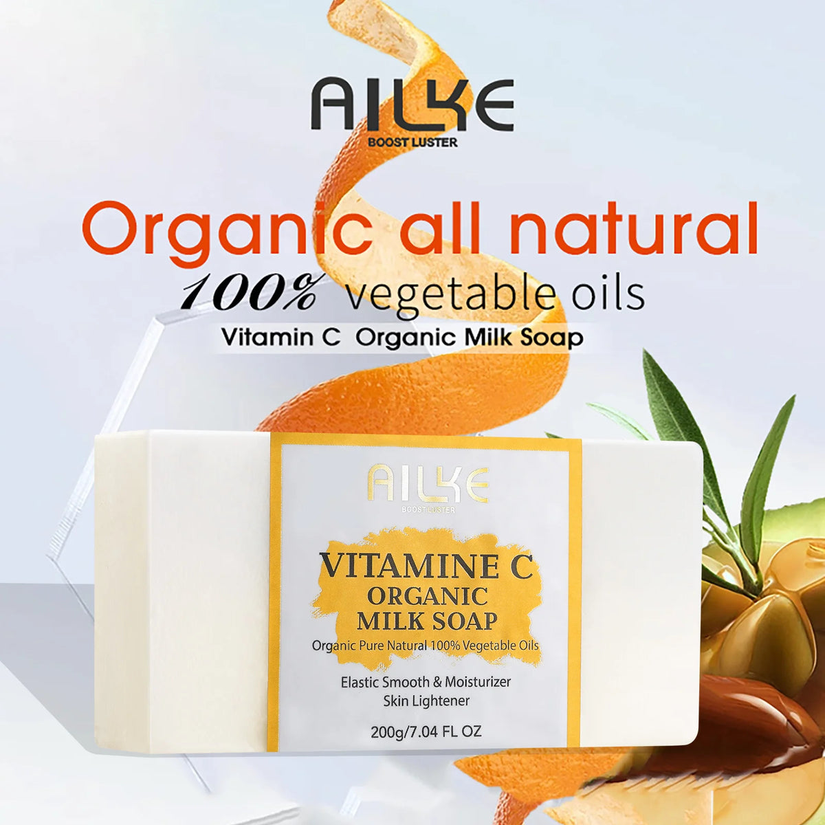 Ailke organic milk soaps containing vitamin C, whitening, wrinkle reducing, anti-aging, smoothing, and softening the skin,200g