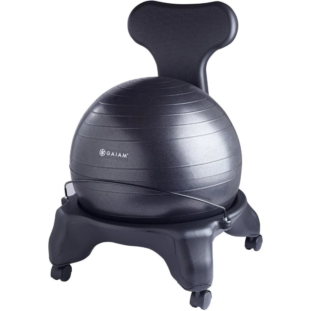 Gaiam 610-6002RTL Classic Balance Ball Chair with 52cm Stability Ball Yoga Chair with Pump And Exercise Guide