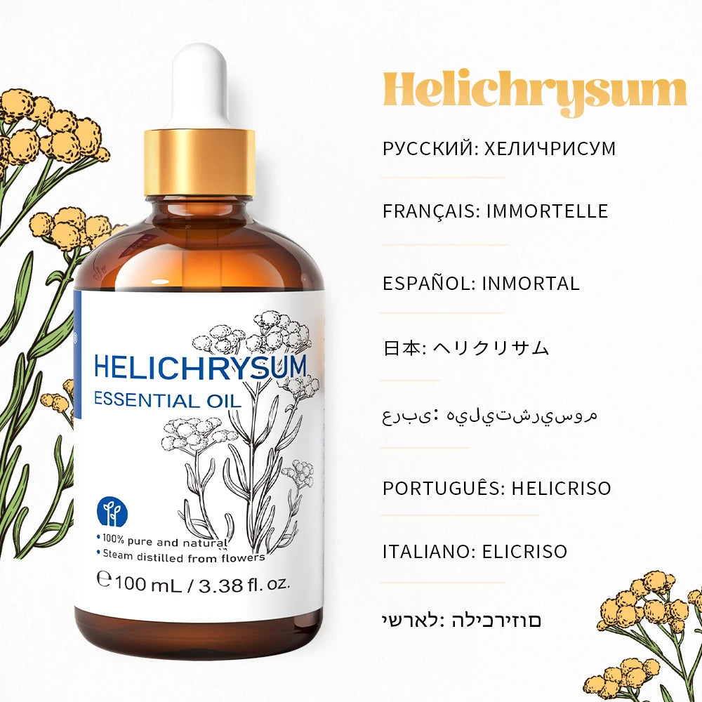 HIQILI 100ML Eucalyptus Vanilla Frankincense Mint Sandalwood Rose Essential Oils for Diffuser Humidifier Candle Making Massage