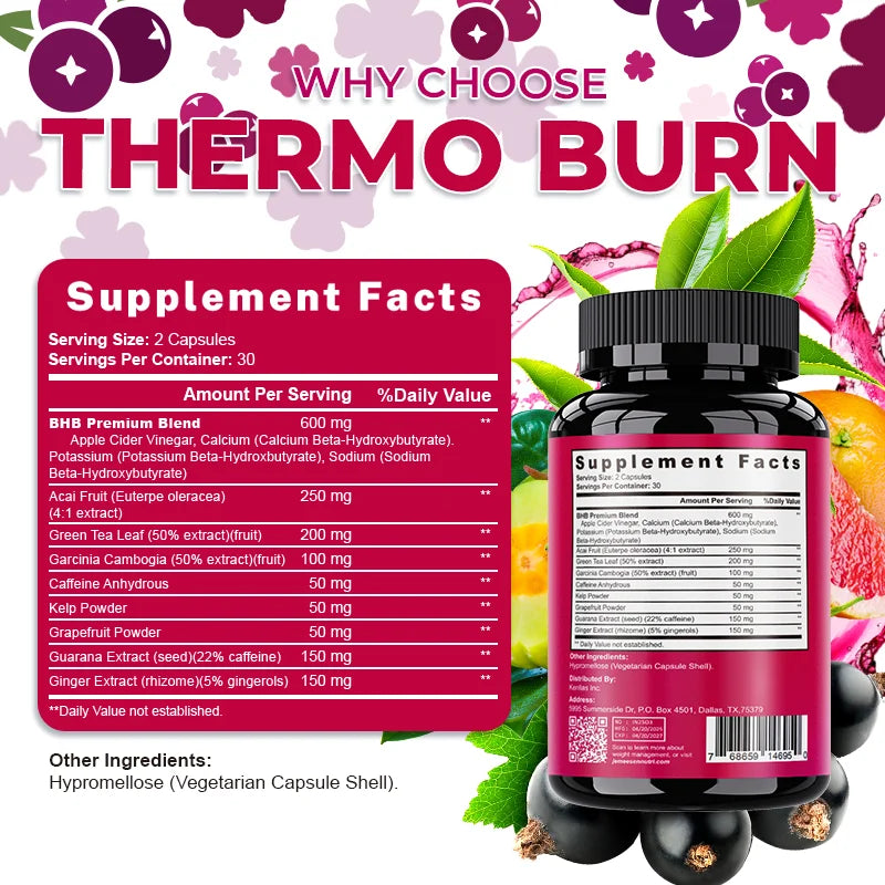 Buy 1 Get 1 FREE- BHB Dietary capsules with BHB Premium Blend,Acai Fruit,Green Tea Leaf, Nighttime Metabolism Boost, Detoxifi