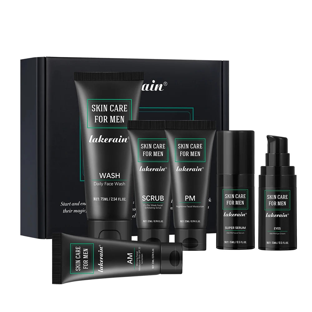 Men Skincare Kit Deep Cleansing Face Wash Oil Control Refreshing Hydrating Moisturizer Minimize Pores Firming Daily Facial Treatment Complete Men Grooming Gift Set For Him