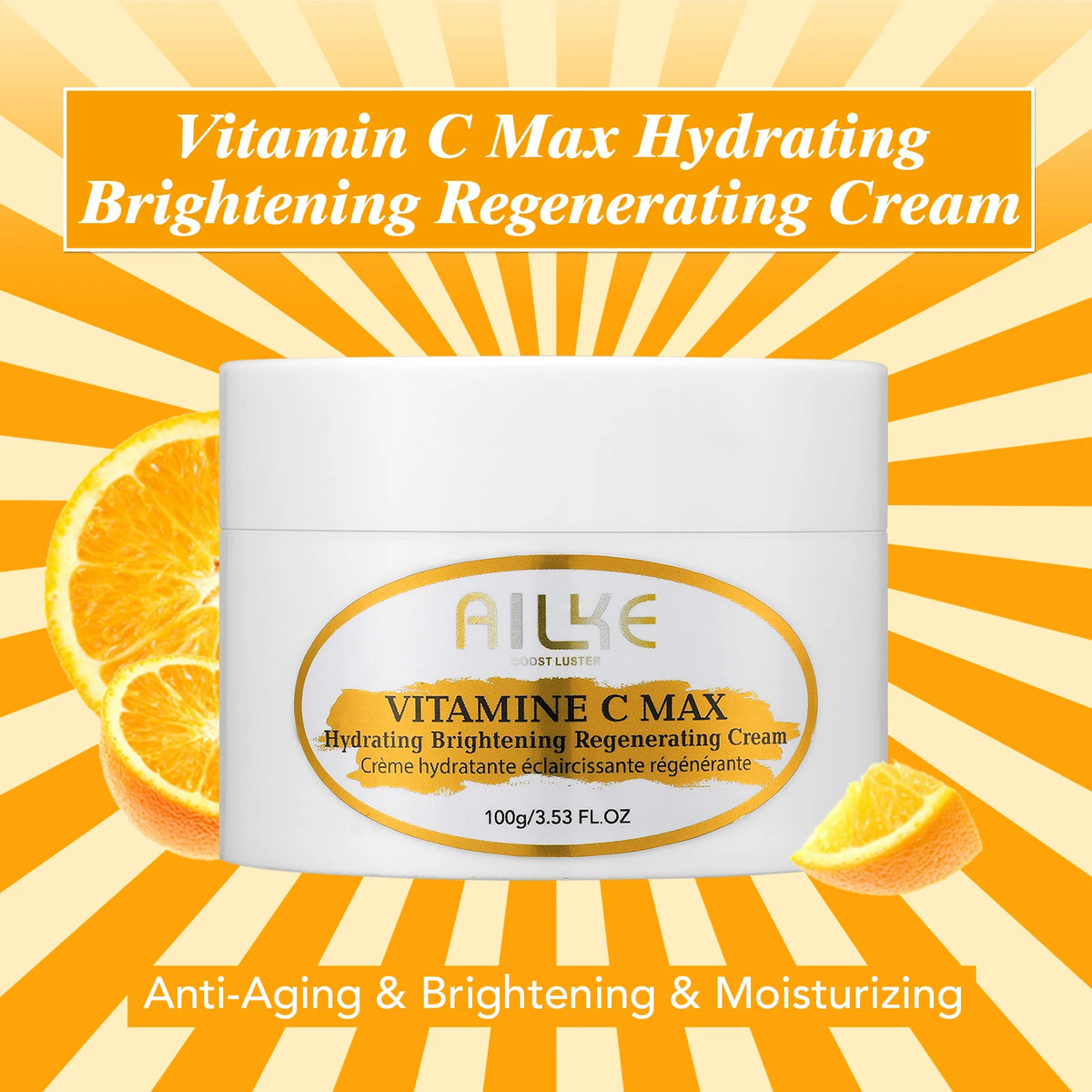 AILKE Lightening Body Cream, With Vitamin C, Hyaluronic Acid, Shea Butter, Reduce Black Spots, Even Skin Tone, Hydration Lotion