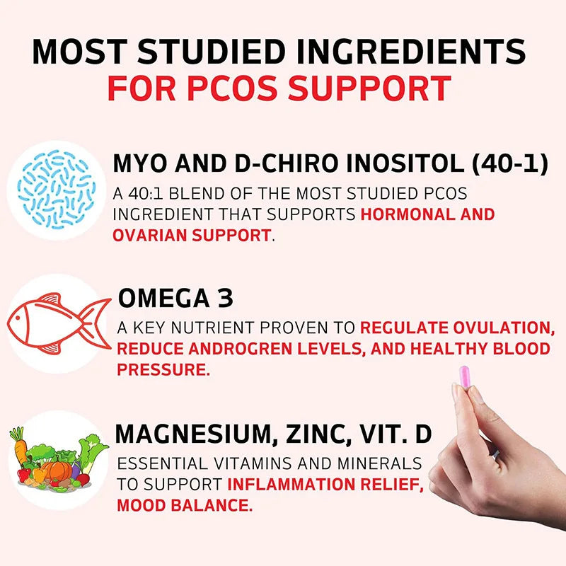 Happy Hormones PCOS Multivitamin Capsules /Myo-Inositol and D-Chiro Inositol Supplement /Omega-3 and Vitamin D3,120Caps