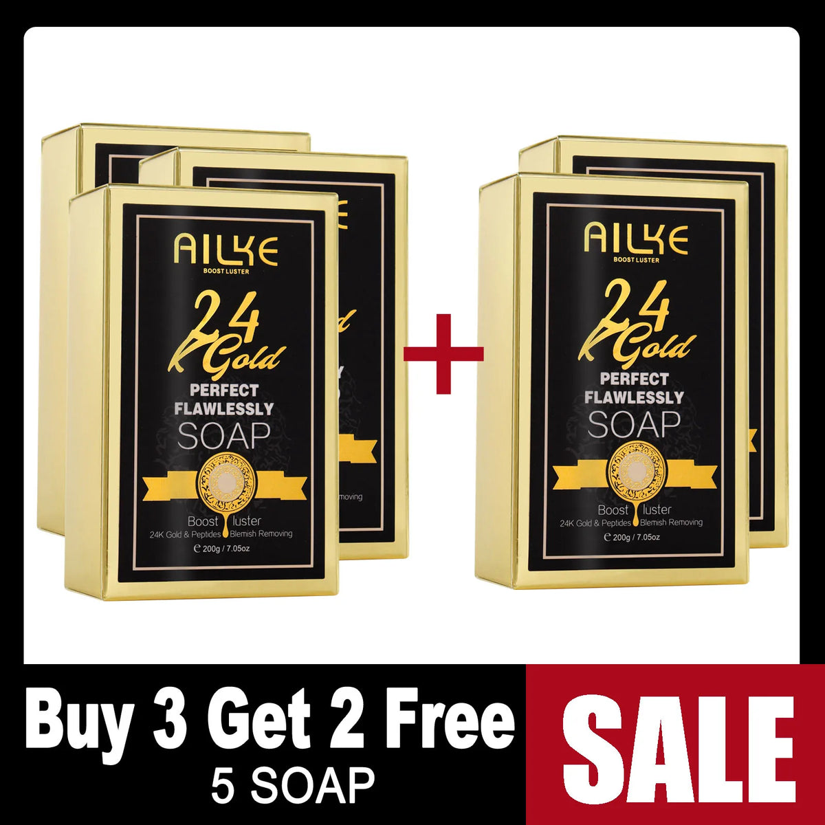 AILKE 24K Glod Flawlessly Skin Care Range, Skin Whitener, Reduce Dark Spots, Melanin, Wrinkles, Moisturize, For Women & Men