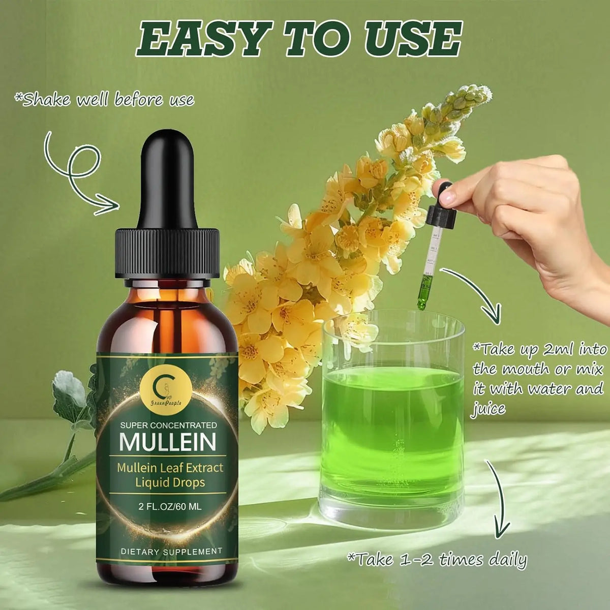 Mullein Leaf Extract Drops - Lung Cleanse - Powerful Mullein for Immune Support,Detox & Respiratory Support - Herbal Supplements