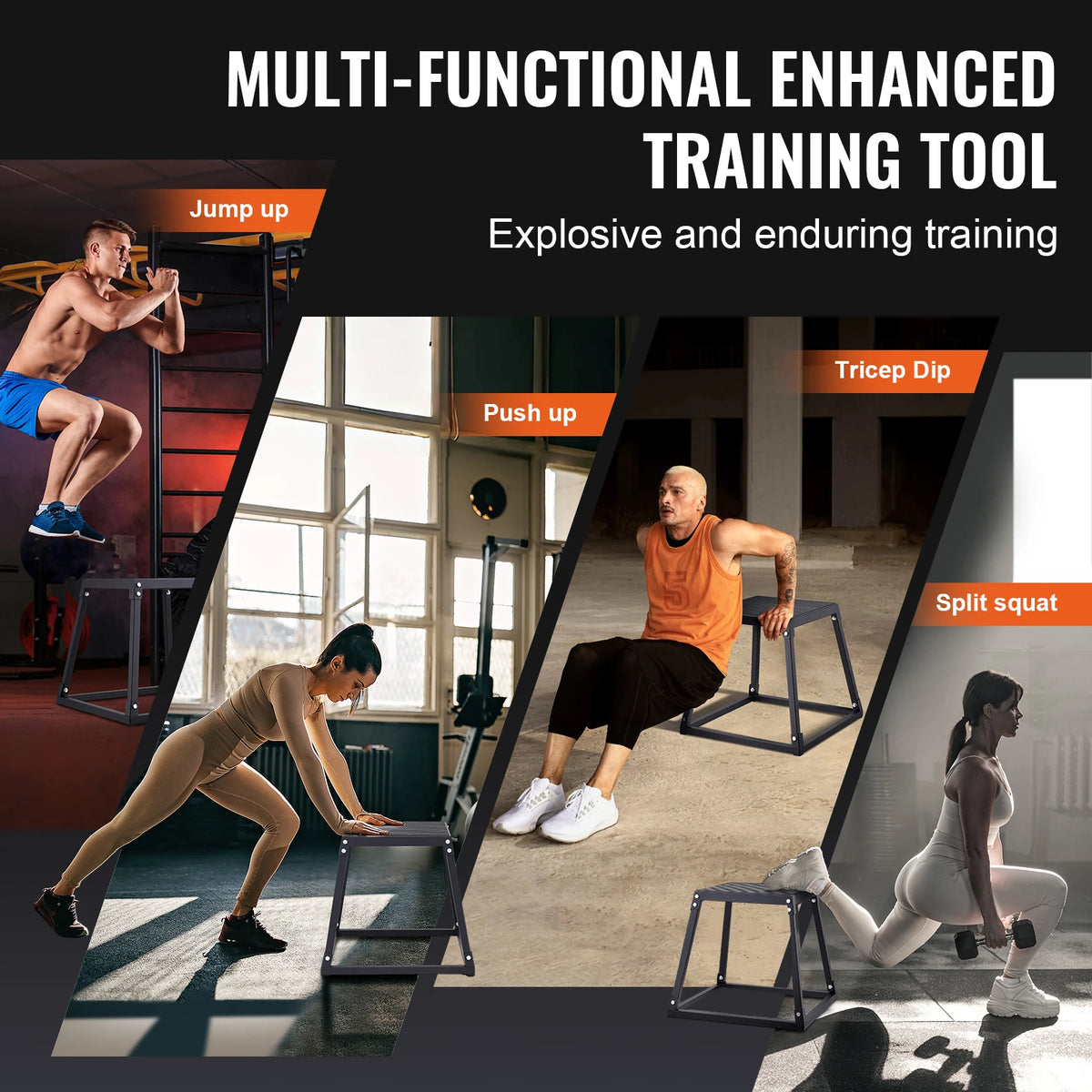 SucceBuy 12/18/24Inch Plyometric Jump Boxes Plyo Box Platform and Jumping Agility Box Anti-Slip Fitness Exercise Step Up Box Set